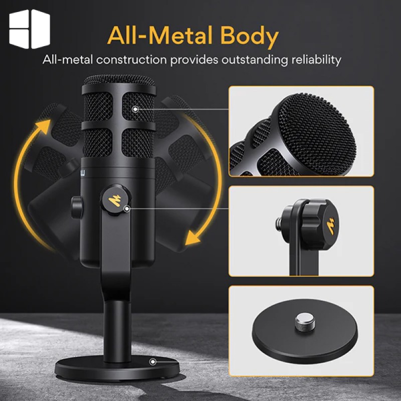 MAONO PD100U USB Dynamic Microphone, Podcast Recording Microphone with Gain Knob, Plug & Play, Metal Structure, Voice-Isolating Technology, Cardioid Studio PC Mic for Streaming, Vocal, Home Studio MAONO PD100U USB Dynamic Microphone, Podcast Recording Microphone with Gain Knob, Plug & Play, Metal Structure, Voice-Isolating Technology, Cardioid Studio PC Mic for Streaming, Vocal, Home Studio
