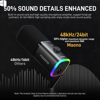 Maono PD100X-RGB USB/XLR Dynamic Microphone Gaming Desktop Stand | Black