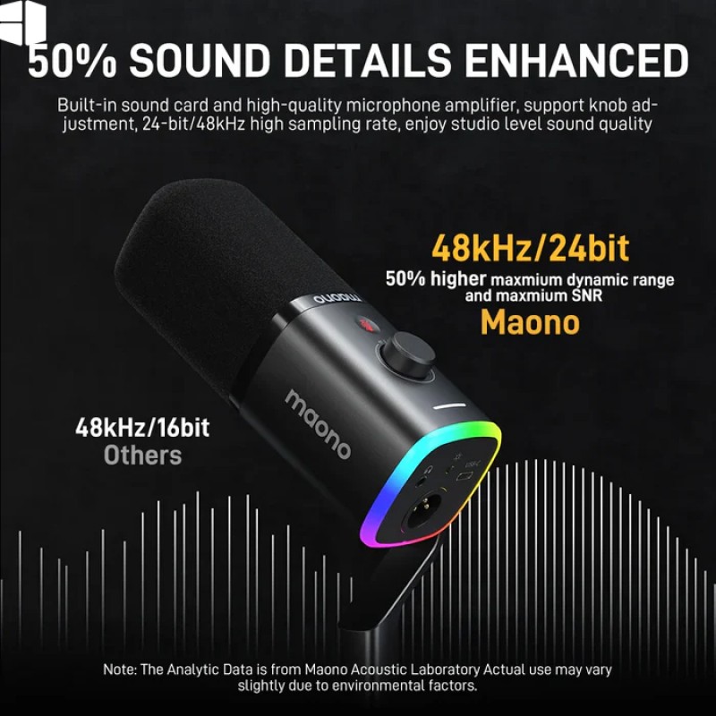 Maono PD100X-RGB USB/XLR Dynamic Microphone Gaming Desktop Stand | Black Maono PD100X-RGB USB/XLR Dynamic Microphone Gaming Desktop Stand | Black