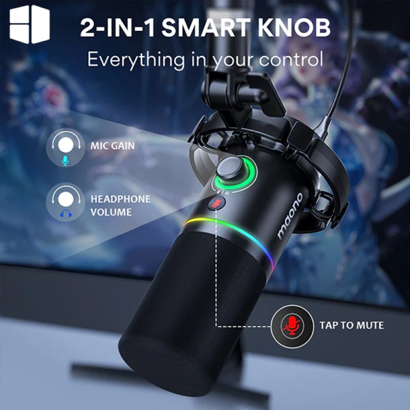 MAONO PD200X USB XLR Dynamic Microphone Dynamic cardioid mic with 40Hz-16KHz response RGB lighting MAONO PD200X USB XLR Dynamic Microphone Dynamic cardioid mic with 40Hz-16KHz response RGB lighting