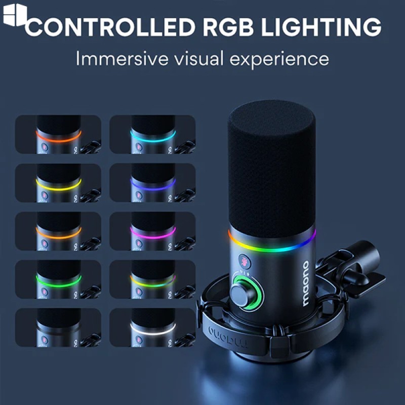 MAONO PD200X USB XLR Dynamic Microphone Dynamic cardioid mic with 40Hz-16KHz response RGB lighting MAONO PD200X USB XLR Dynamic Microphone Dynamic cardioid mic with 40Hz-16KHz response RGB lighting