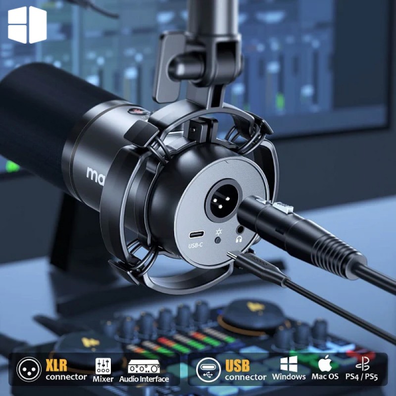 MAONO PD200X USB XLR Dynamic Microphone Dynamic cardioid mic with 40Hz-16KHz response RGB lighting MAONO PD200X USB XLR Dynamic Microphone Dynamic cardioid mic with 40Hz-16KHz response RGB lighting