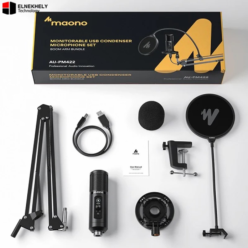 MAONO PM422 USB Podcast Microphone with 192kHz 24-bit sound cardioid pattern zero-latency monitoring mute button gain control and premium boom arm kit. MAONO PM422 USB Podcast Microphone with 192kHz 24-bit sound cardioid pattern zero-latency monitoring mute button gain control and premium boom arm kit.
