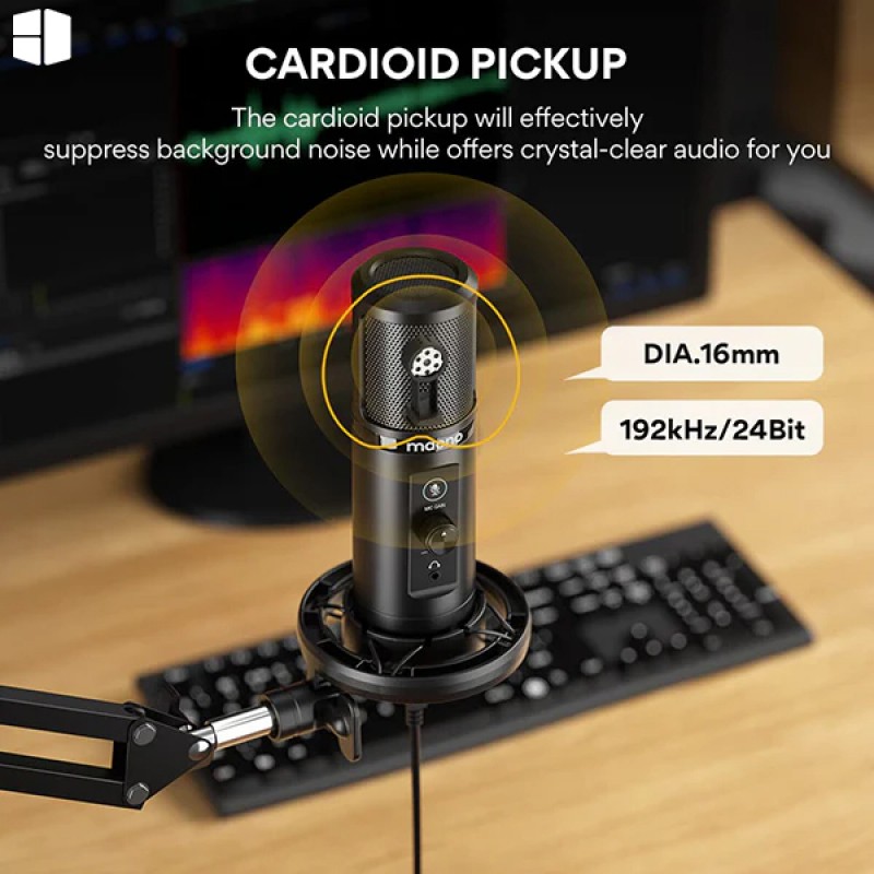 MAONO PM422 USB Podcast Microphone with 192kHz 24-bit sound cardioid pattern zero-latency monitoring mute button gain control and premium boom arm kit. MAONO PM422 USB Podcast Microphone with 192kHz 24-bit sound cardioid pattern zero-latency monitoring mute button gain control and premium boom arm kit.