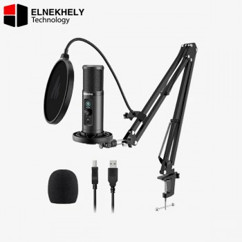 MAONO PM422 USB Podcast Microphone with 192kHz 24-bit sound cardioid pattern zero-latency monitoring mute button gain control and premium boom arm kit.