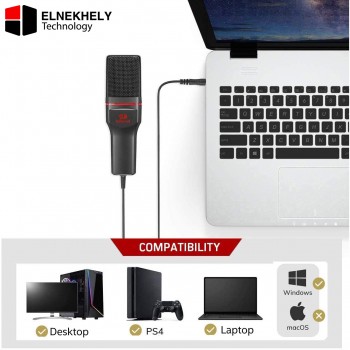 Redragon GM100 SEYFERT Professional Streaming Gaming Microphone – Cardioid Condenser, 3.5mm AUX, with Shock Mount & Tripod