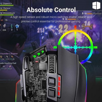 Redragon Sniper Pro M801P-RGB Wireless Gaming Mouse – 16,000 DPI, 9 Programmable Buttons, 1000mAh Battery, Black