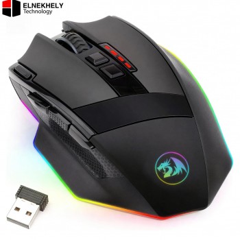 Redragon Sniper Pro M801P-RGB Wireless Gaming Mouse – 16,000 DPI, 9 Programmable Buttons, 1000mAh Battery, Black
