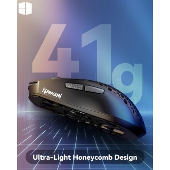 Redragon M617-LIT Bludhound Ultralight Honeycomb Wired Gaming Mouse – 41g, 10,000 DPI, Paracord Cable, Black Redragon M617-LIT Bludhound Ultralight Honeycomb Wired Gaming Mouse – 41g, 10,000 DPI, Paracord Cable, Black
