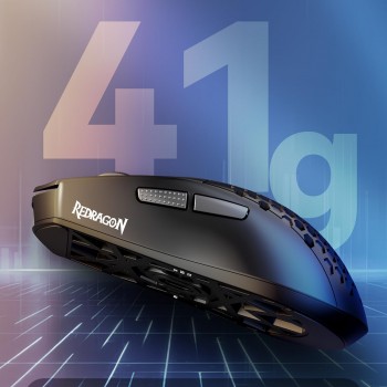 Redragon M617-LIT Bludhound Ultralight Honeycomb Wired Gaming Mouse – 41g, 10,000 DPI, Paracord Cable, Black