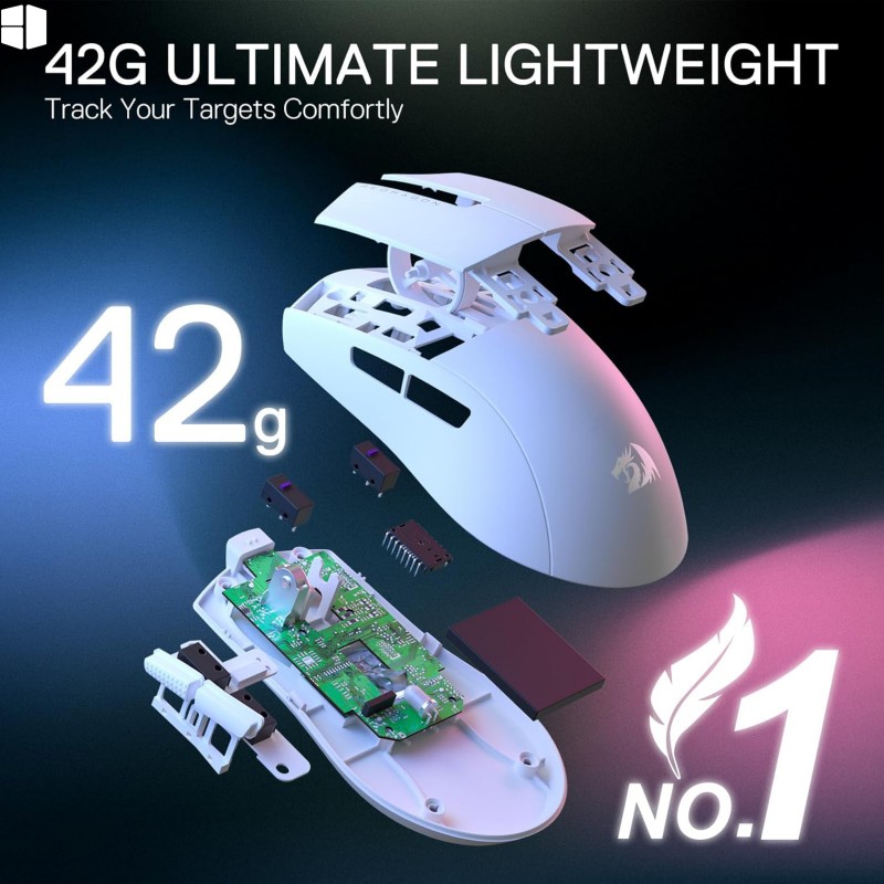 Redragon K1NG M724 White Wired Gaming Mouse – 42g Ultra-Light, 12,400 DPI Pixart 3327 Sensor, 1000Hz Polling Rate Redragon K1NG M724 White Wired Gaming Mouse – 42g Ultra-Light, 12,400 DPI Pixart 3327 Sensor, 1000Hz Polling Rate