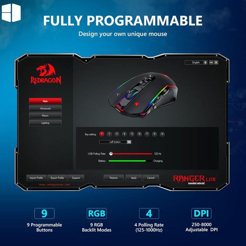Redragon M910-KS Ranger Lite Wireless Gaming Mouse Redragon M910-KS Ranger Lite Wireless Gaming Mouse