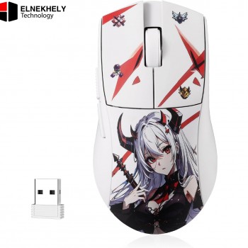 Redragon M916AK-PRO K1NG PRO 3-Mode Wireless Gaming Mouse – 49g Ultra-Light, 26,000 DPI, 150h Battery, White Anime Edition