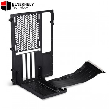 Lian Li O11D Vertical GPU Bracket Kit with PCIe 4.0 Riser Cable – Steel Construction, 200mm Cable – Black