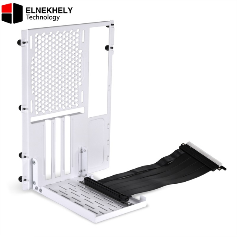 Lian Li O11D Vertical GPU Bracket Kit with PCIe 4.0 Riser Cable – Steel Construction, 200mm Cable – White Lian Li O11D Vertical GPU Bracket Kit with PCIe 4.0 Riser Cable – Steel Construction, 200mm Cable – White