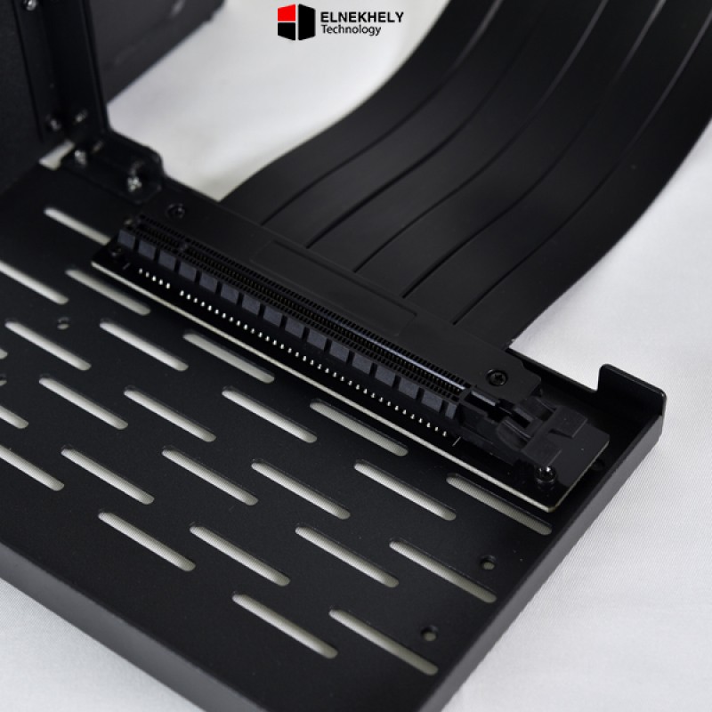 Lian Li O11D Vertical GPU Bracket Kit with PCIe 4.0 Riser Cable – Steel Construction, 200mm Cable – Black