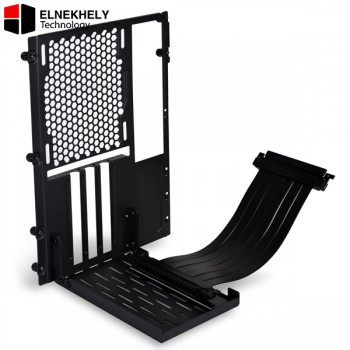 Lian Li O11D Vertical GPU Bracket Kit with PCIe 4.0 Riser Cable – Steel Construction, 200mm Cable – Black