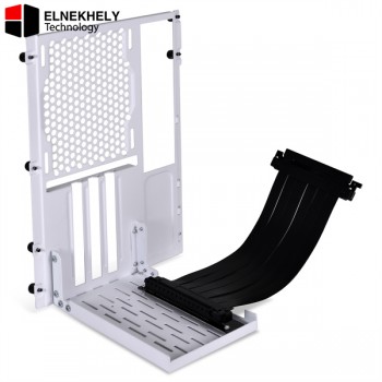 Lian Li O11D Vertical GPU Bracket Kit with PCIe 4.0 Riser Cable – Steel Construction, 200mm Cable – White