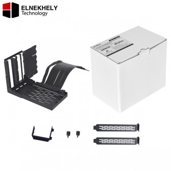 Lian Li Universal 4-Slot Vertical GPU Holder Kit with PCIe Gen 4 Riser – For O11D, LANCOOL, Odyssey X – Black 