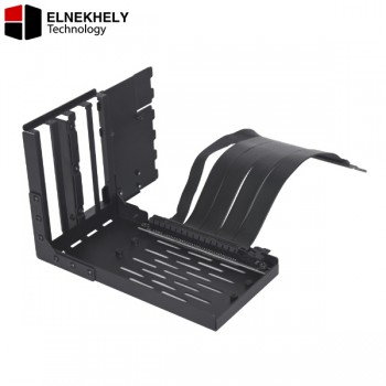 Lian Li Universal 4-Slot Vertical GPU Holder Kit with PCIe Gen 4 Riser – For O11D, LANCOOL, Odyssey X – Black 