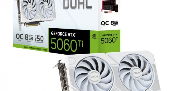 ASUS Dual GeForce RTX 5060 Ti 8GB GDDR7 White Graphics Card PCIe