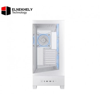 ASUS A31 PLUS Mid Tower PC Case with BTF motherboard support, tempered glass panels, 4 ARGB fans, 360mm radiator, 380mm GPU, 165mm CPU cooler, and USB 3.2 Gen 2x2 Type-C (WHITE)