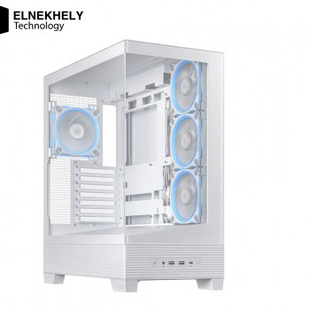 ASUS A31 PLUS Mid Tower PC Case with BTF motherboard support, tempered glass panels, 4 ARGB fans, 360mm radiator, 380mm GPU, 165mm CPU cooler, and USB 3.2 Gen 2x2 Type-C (WHITE)