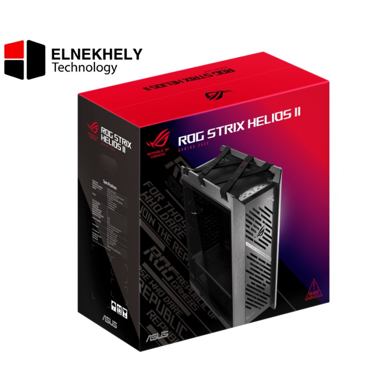 ASUS ROG Strix Helios II Mid-Tower Gaming Case – EATX, Tempered Glass Panels, 4 Pre-Installed Fans, Premium Cable Management, ARGB Lighting
