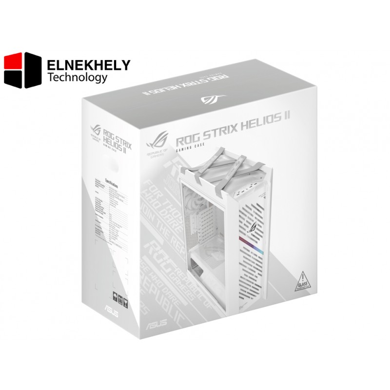 ASUS ROG Strix Helios II White Edition Mid Tower Gaming Case – EATX Support, Tempered Glass, 4 Pre-Installed Fans, ARGB Lighting ASUS ROG Strix Helios II White Edition Mid Tower Gaming Case – EATX Support, Tempered Glass, 4 Pre-Installed Fans, ARGB Lighting