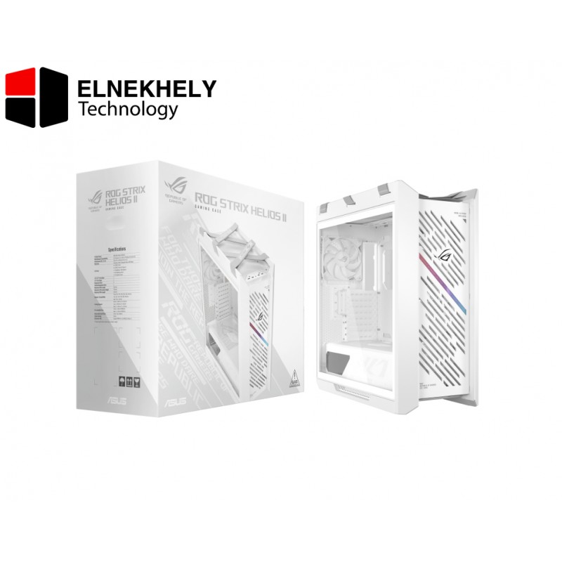 ASUS ROG Strix Helios II White Edition Mid Tower Gaming Case – EATX Support, Tempered Glass, 4 Pre-Installed Fans, ARGB Lighting ASUS ROG Strix Helios II White Edition Mid Tower Gaming Case – EATX Support, Tempered Glass, 4 Pre-Installed Fans, ARGB Lighting