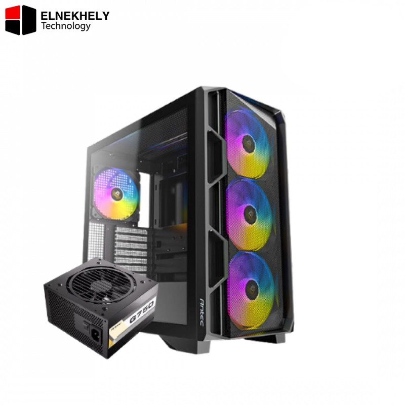 Antec AX1000 Lite Mid-Tower Gaming Case with 4x ARGB PWM Fans & Antec Atom G750 750W Gold PSU