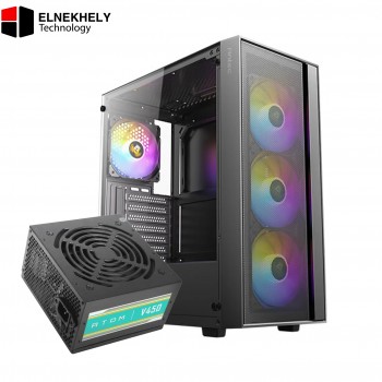 Antec AX65 ARGB Mid Tower Case with Atom V450 450W PSU