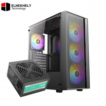 Antec AX65 ARGB Mid Tower Case with Atom V450 450W PSU