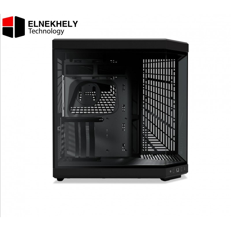 HYTE Y70 Black Mid Tower Case – Modern Aesthetic Gaming PC Case with Dual-Chamber Design, Included PCIe 4.0 Riser Cable, Tempered Glass Panels