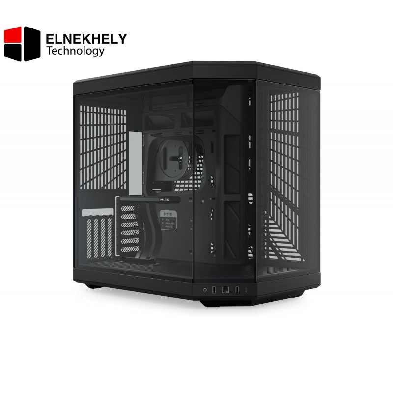 HYTE Y70 Black Mid Tower Case – Modern Aesthetic Gaming PC Case with Dual-Chamber Design, Included PCIe 4.0 Riser Cable, Tempered Glass Panels