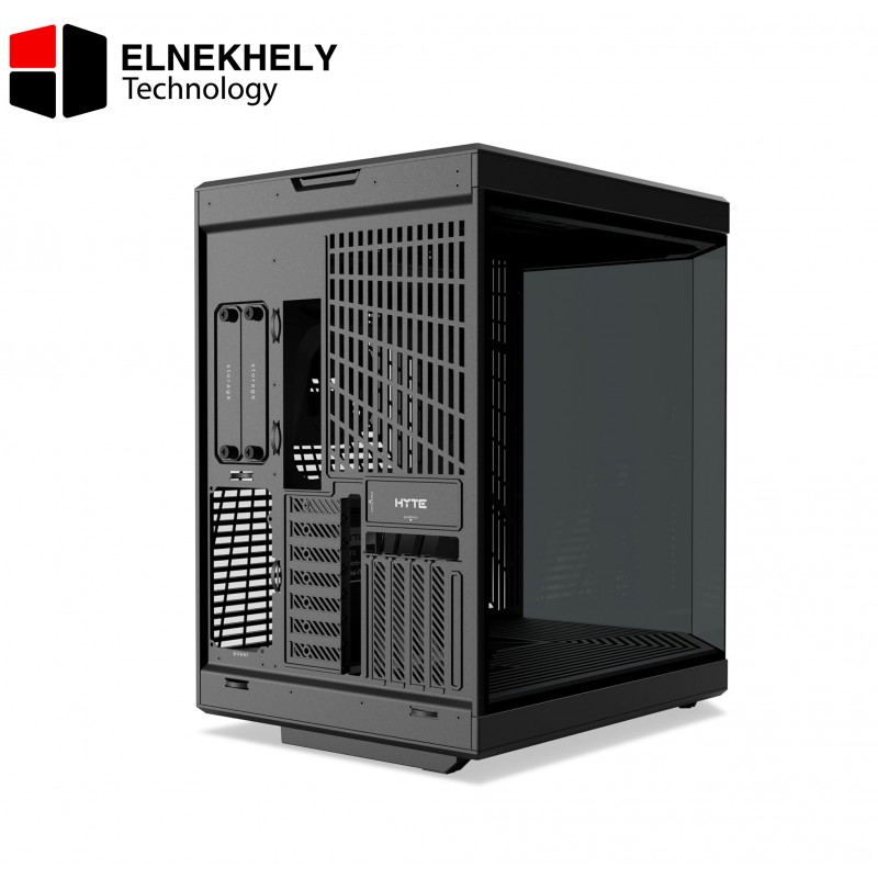 HYTE Y70 Black Mid Tower Case – Modern Aesthetic Gaming PC Case with Dual-Chamber Design, Included PCIe 4.0 Riser Cable, Tempered Glass Panels