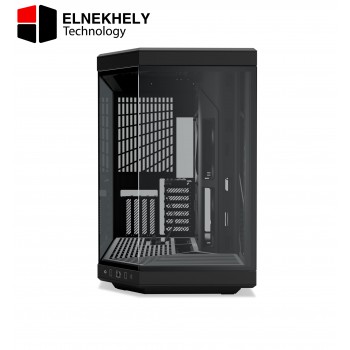 HYTE Y70 Black Mid Tower Case – Modern Aesthetic Gaming PC Case with Dual-Chamber Design, Included PCIe 4.0 Riser Cable, Tempered Glass Panels