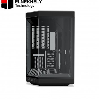 HYTE Y70 Black Mid Tower Case – Modern Aesthetic Gaming PC Case with Dual-Chamber Design, Included PCIe 4.0 Riser Cable, Tempered Glass Panels