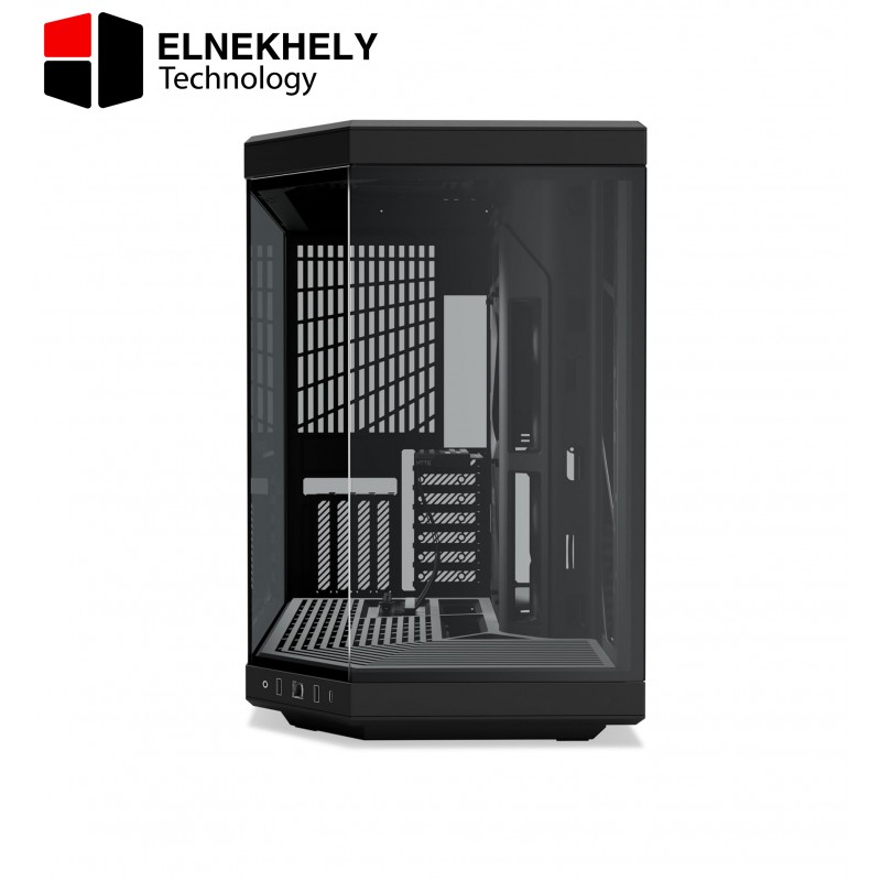 HYTE Y70 Black Mid Tower Case – Modern Aesthetic Gaming PC Case with Dual-Chamber Design, Included PCIe 4.0 Riser Cable, Tempered Glass Panels