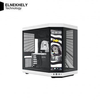 HYTE Y70 Touch Infinite Mid-Tower Case - 14.9" 2.5K IPS Touchscreen, 500 Nits, Gen 4.0 Riser Cable, Black & White
