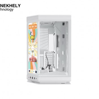 HYTE Y70 Touch Infinite Case - 14.9" 2.5K IPS Display, 500nits Brightness, 3rd Gen Touchscreen, All-White, Gen 4.0 Riser Cable