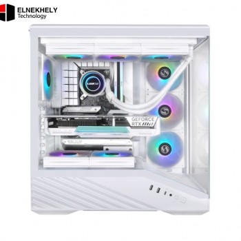 Lian Li Lancool 207 Digital White Mid-Tower Gaming Case – Built-In Digital Display, High-Airflow Mesh Design, Tempered Glass Side Panel, Premium Cooling Support