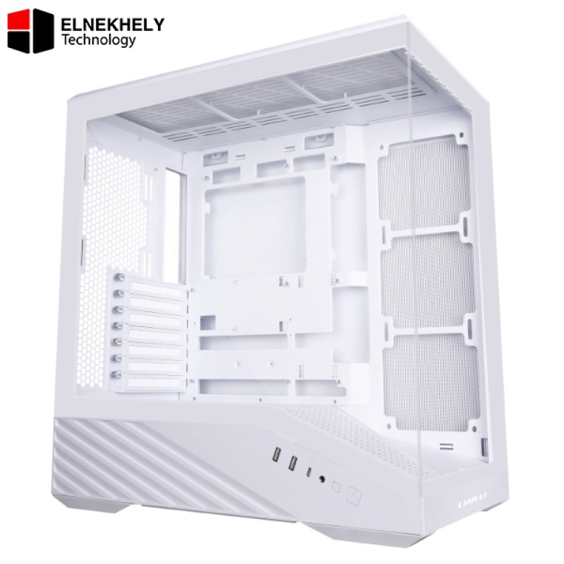 Lian Li Lancool 207 Digital White Mid-Tower Gaming Case – Built-In Digital Display, High-Airflow Mesh Design, Tempered Glass Side Panel, Premium Cooling Support