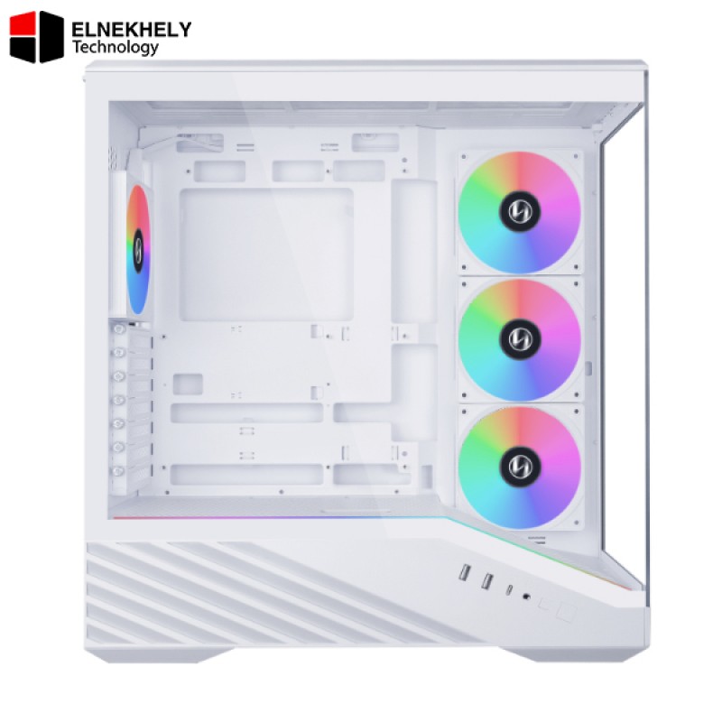 Lian Li Lancool 207 Digital White Mid-Tower Gaming Case – Built-In Digital Display, High-Airflow Mesh Design, Tempered Glass Side Panel, Premium Cooling Support