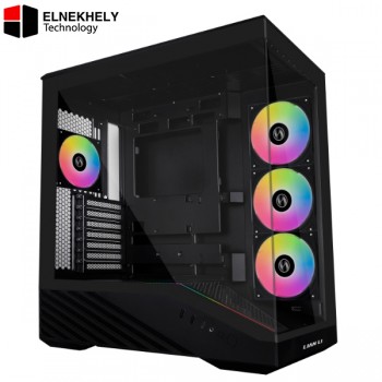 Lian Li Vector V100R Black Mid-Tower Gaming Case – ATX / E-ATX / Micro-ATX Support, Tempered Glass Side Panel, High Airflow Design, Advanced Cooling Support