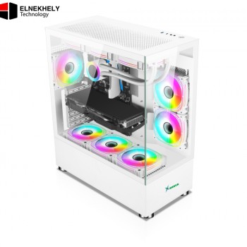 Xander Jupiter ARGB White – Panoramic Showcase Mid-Tower, 750W PSU Included, Triple Tempered Glass
