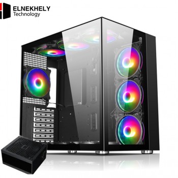 Xander Neptune Black High-Airflow ATX Case + PSU 850W + 7 ARGB Fans