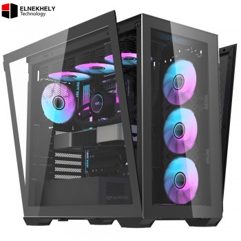 DarkFlash DLX4000 Glass Black E-ATX Case | 9 ARGB Fans Included
