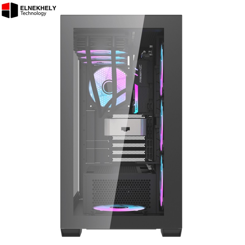 DarkFlash DLX4000 Glass White E-ATX Case | 9 ARGB Fans Included