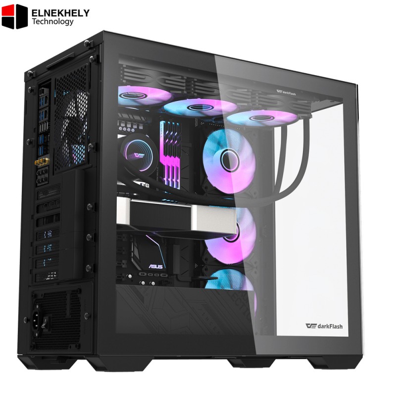 DarkFlash DLX4000 Glass White E-ATX Case | 9 ARGB Fans Included